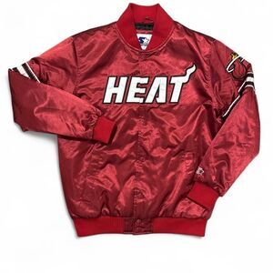 Starter Miami Heat Satin Jacket XL Adult S Red NBA Authentic Varsity Coat NWT